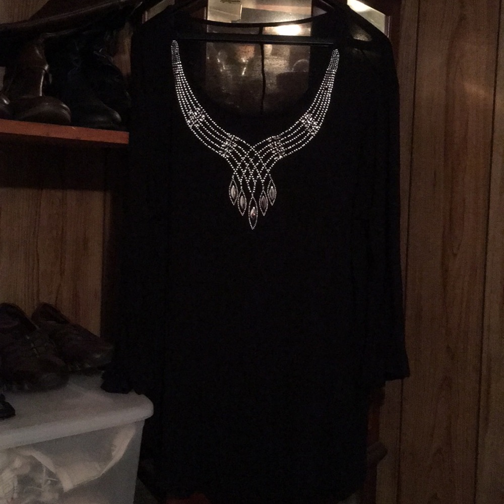 Black blouse with metal accents
